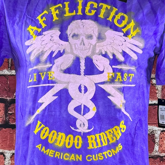 Legacy By Affliction Men's Graphic T-shirt -Purple /Yellow -Size: M / XL - NWT - Picture 4 of 9